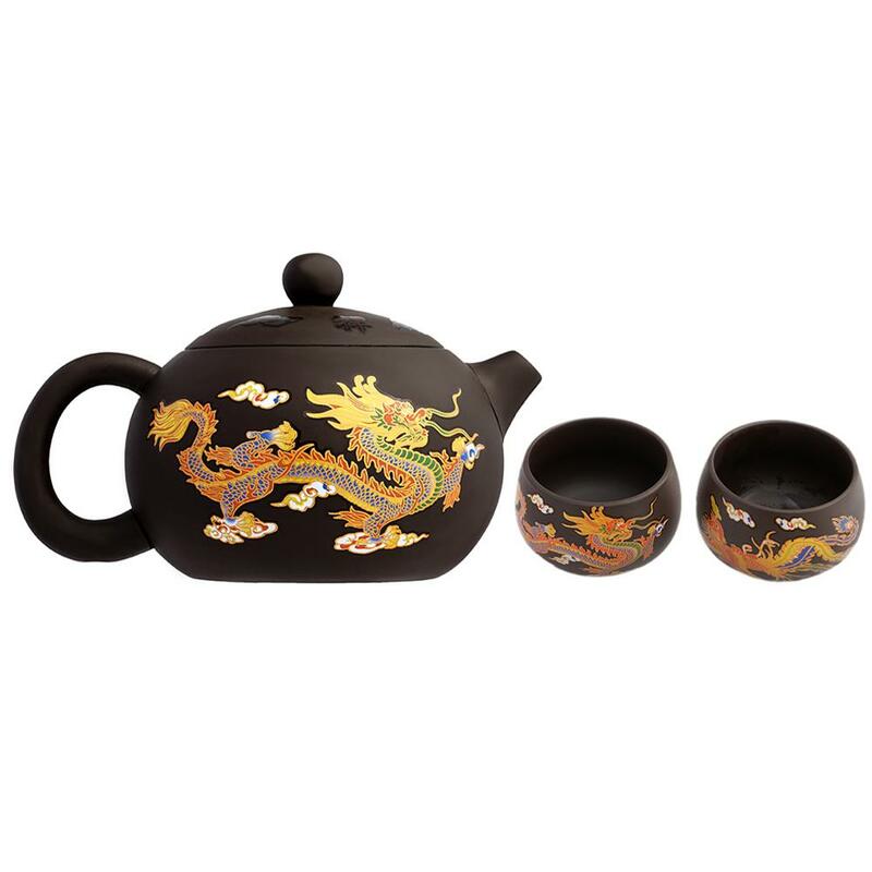 Set di teiere che cambiano colore con 2 tazze e custodia TeaSet in ceramica Beginner Brew Fu Tea Maker regali per padre, anziani