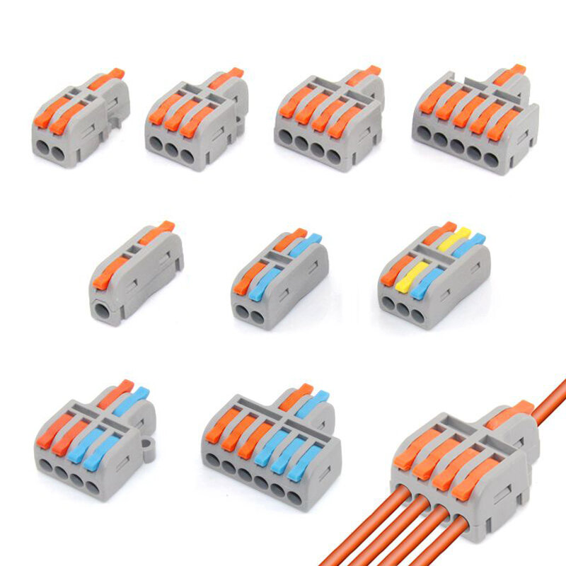 Mini Fast Cable Connectors, Universal Compact Splitter, condutores elétricos, Push-in Home Terminal Block, 10, 30, 50 Pcs
