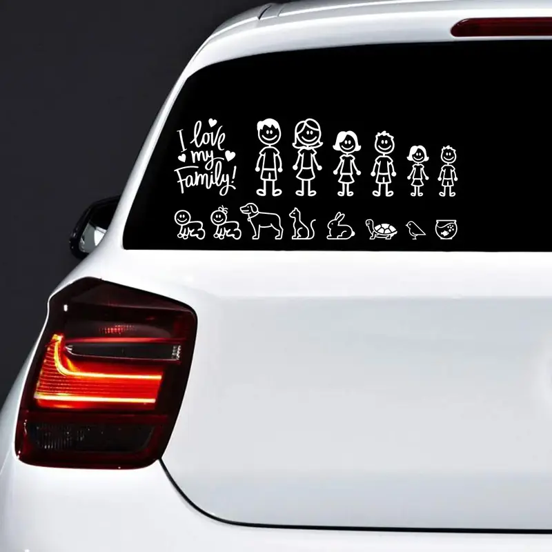 Stiker Mobil Stiker Pelindung Matahari Tahan Air Jendela Motor Mobil Keluarga Menarik Barang Dekoratif PVC, 20Cm/25Cm/30"