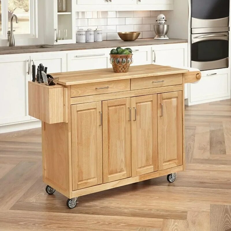 Carrello Mobile da cucina linea generale con carrello da Bar per colazione a goccia Shopping legno duro naturale 54 pollici di larghezza mano |