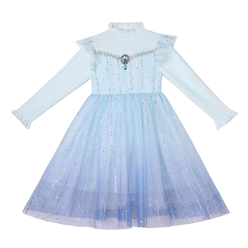 Осенне-зимнее плотное теплое пушистое платье феи для девочек милое платье принцессы с блестками детское вечернее платье для выступлений