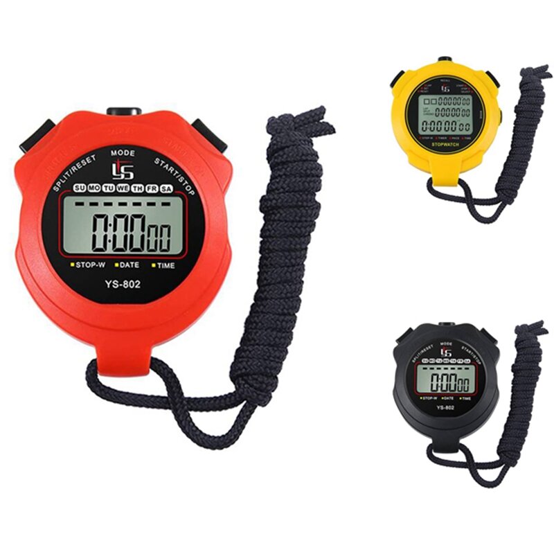 Sports Stopwatch Timer Lap Split Digital Stopwatch With Clock Calendar Alarm, Shockproof Stopwatch
