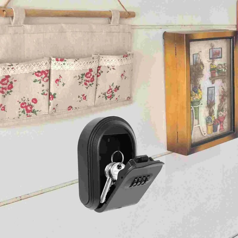 Safe Key Box com senha Lock for Door, Key Hider, Outdoor Plastic Spare, Wall Mounted, Black, 1Pc