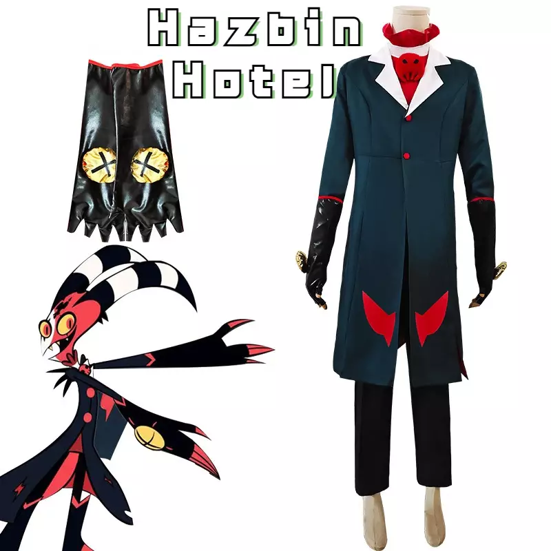 Hazbin Cosplay Hotel Helluva Chef Blitzo Cosplay Kostüm Party Uniform Anzug mit Schwanz Halloween Outfit für Männer Frauen benutzer definierte Sets