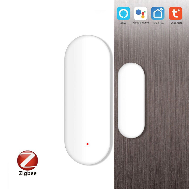Voice Control Wireless Anti-Theft Detector Tuya ZigBee WiFi Smart Door and Window Magnetic Sensor Remote Push Real-time Alarm