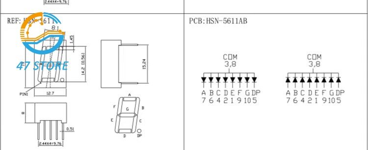 0,56 Zoll 7 Segment 1Bit Digital röhre rot gemeinsame Kathode LED-Ziffer Anzeige Gitter helle Matrix LED-Anzeigetafel für Arduino