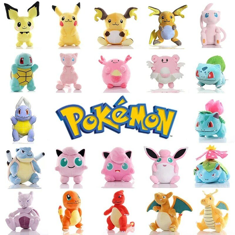 20cm Anime Pikachu Pichu Plush Toys Pokemon Blastoise Squirtle Stuffed Toy Xmas Gifts for Kids Cartoon Bulbasaur Charmander Doll