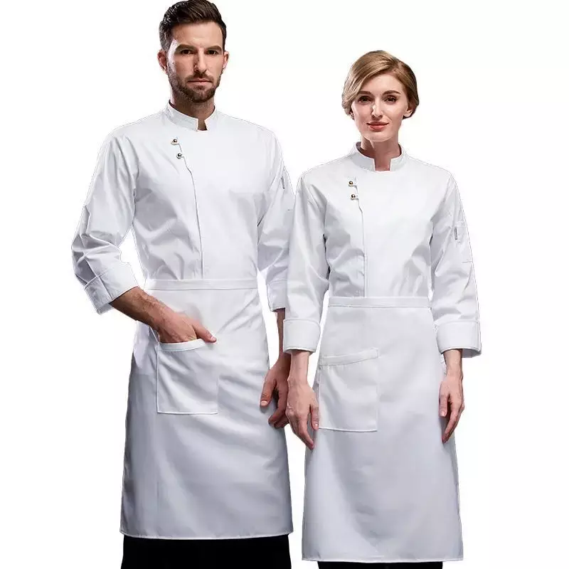 Uniform Long Hotel Western Food Catering Kitchen Restaurant Short Sleeve Chef Baker Work Clothes Men