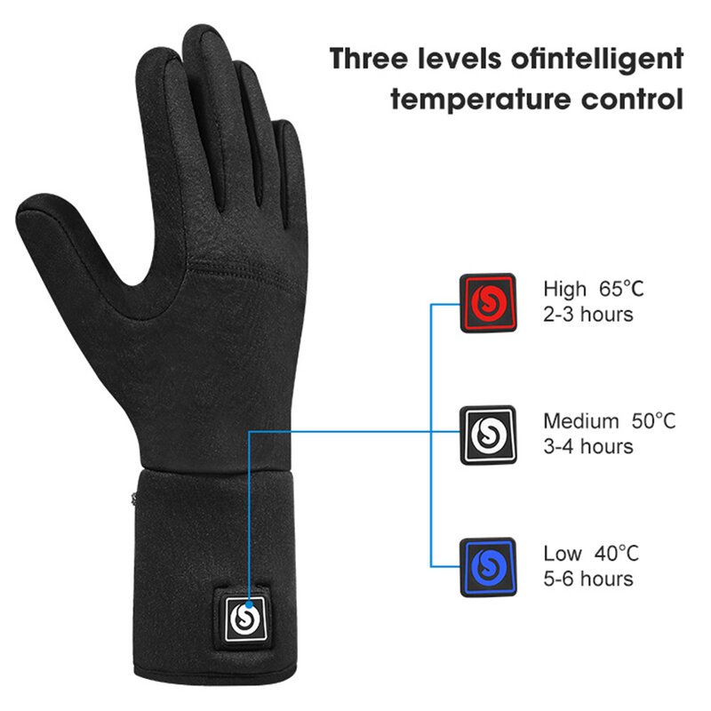 Savior Heated Winter Heated 2200 MAH Gloves Motorcycle Snowmobile Windproof Recycle Battery Touch Skiing Warmer Cover Fingers