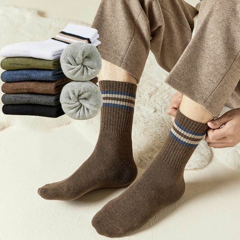 Calcetines cálidos de algodón para hombre y adulto, medias suaves y esponjosas, gruesas, de Color sólido, para invierno