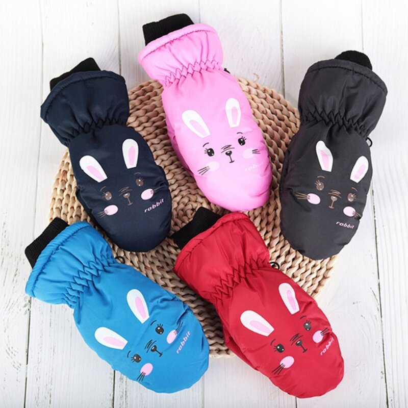 Winter Fleece Baby Warm Gloves Waterproof Thicken Kids Outdoor Skiing Gloves for 3-10Y Children Thermal Sports Cycling Mittens