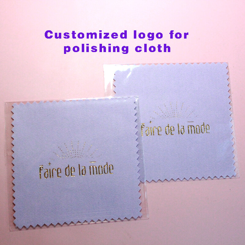 Print Custom LOGO 200pcs 8X8CM Customized Personalized Silver Polish opp bags Cloth Silver Jewelry Cleaner Microfiber Suede