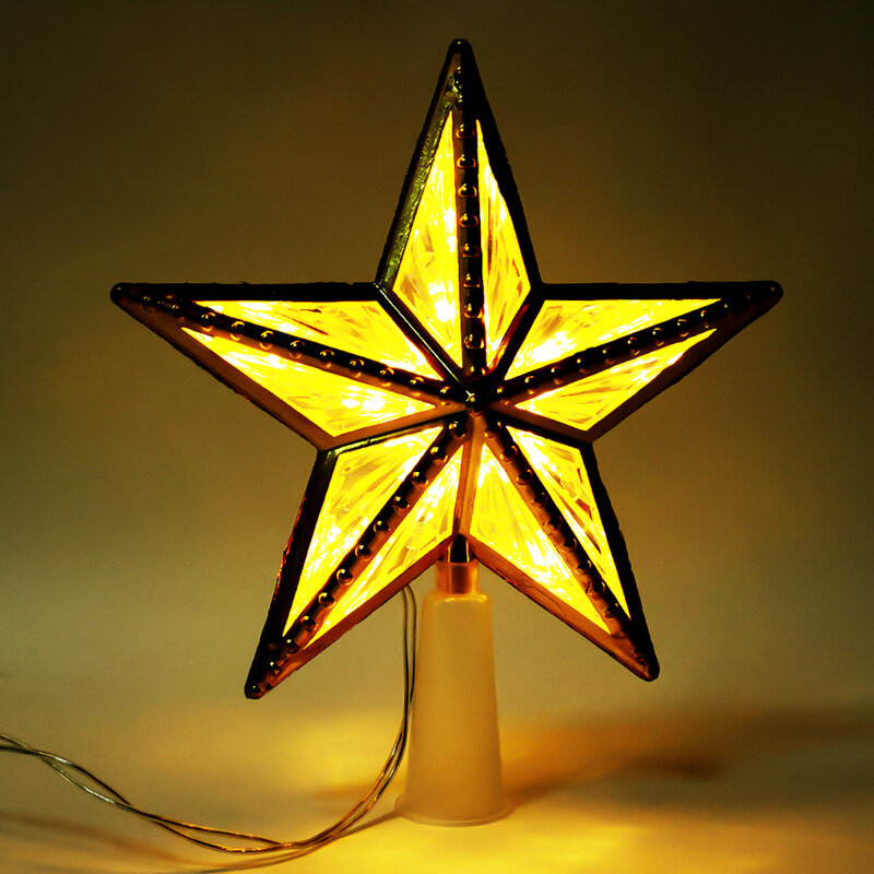 Navidad LED árbol de Navidad Topper estrella de cinco puntas guirnalda de luces de hadas hogar árbol de Navidad 2023 decoración de Año Nuevo regalos