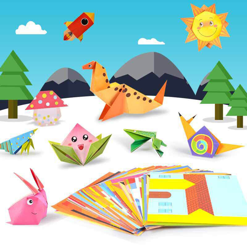 54 страниц 3D оригами, бумага для творчества, детские игрушки, Мультяшные животные, ручная работа, бумага для творчества, обучающая игрушка Монтессори для детей