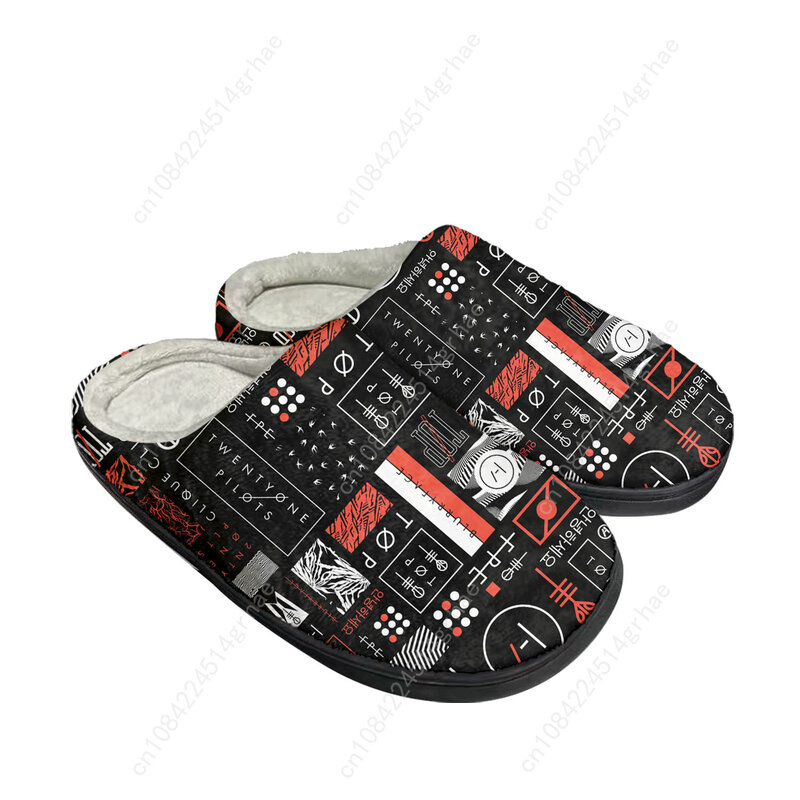 T-twenty-Zapatillas personalizadas de algodón para hombre y mujer, sandalias de felpa para dormitorio, zapatos térmicos para mantener el calor, Pop Rock