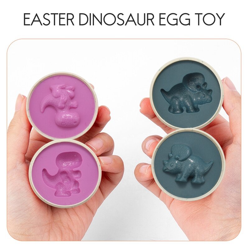 Huevos de dinosaurio de Pascua de 12 piezas, juguetes sensoriales de aprendizaje temprano, motricidad fina, rompecabezas educativo con forma de Color, regalos