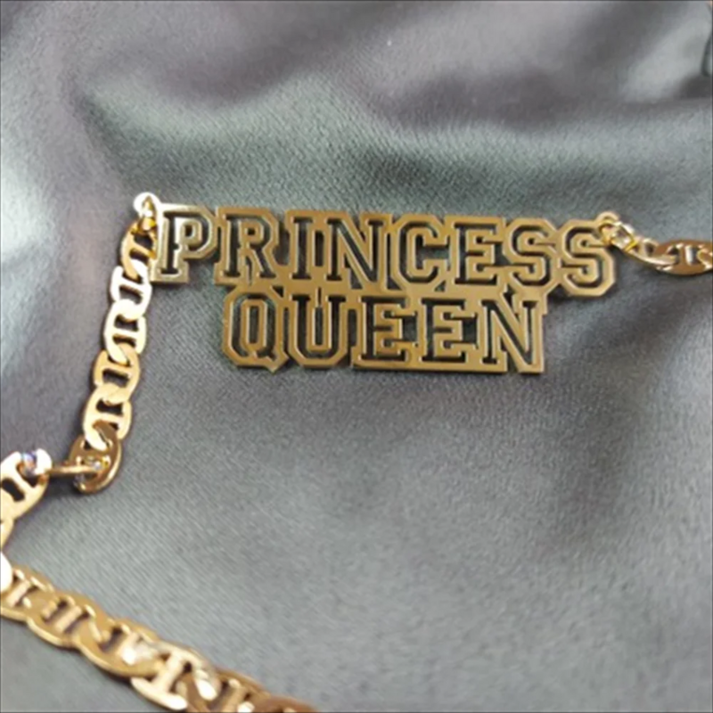 Gargantilla de acero inoxidable para hombres y mujeres, collar con nombre personalizado, cadena plana, placa de identificación, regalos de joyería