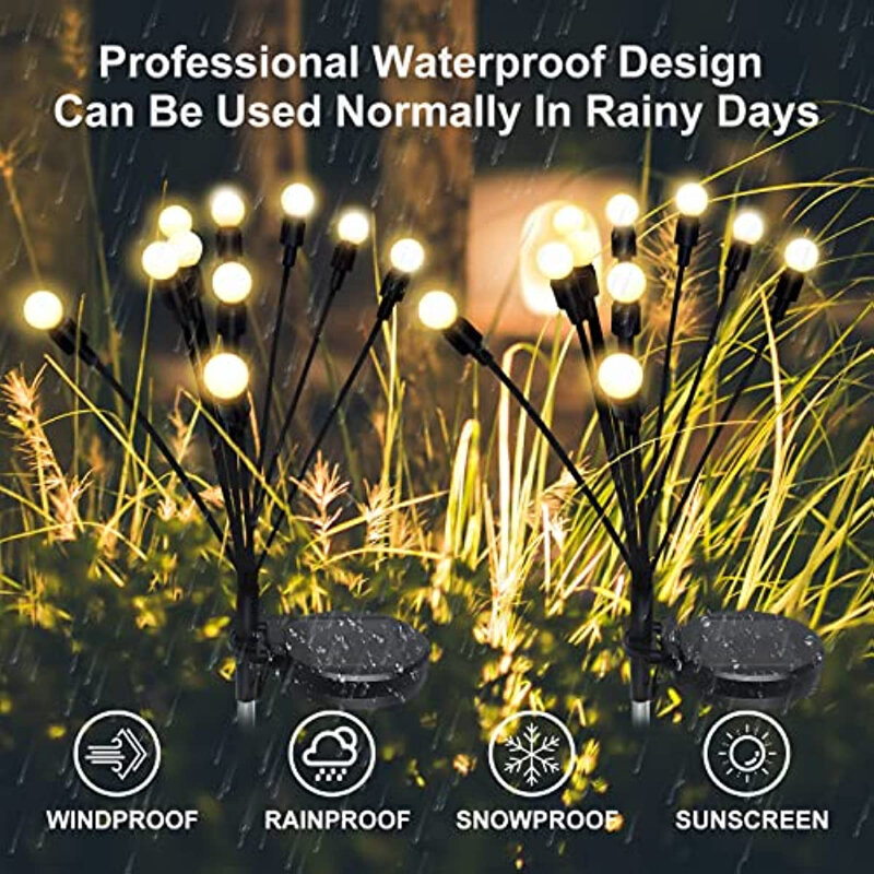 LED Solar Garden Light, Swaying Firework, Firefly Landscape Lights, Outdoor Waterproof Lawn Lights, Garden Path Decor, 4 Pcs, 2 Pcs, 1Pc