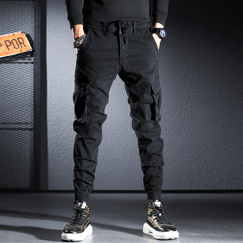 Streetwear Jeans Pria Fashion Celana Kargo Kasual Multi Saku Longgar Ritsleting Hombre Desainer Hip Hop Jogger Overall Pria