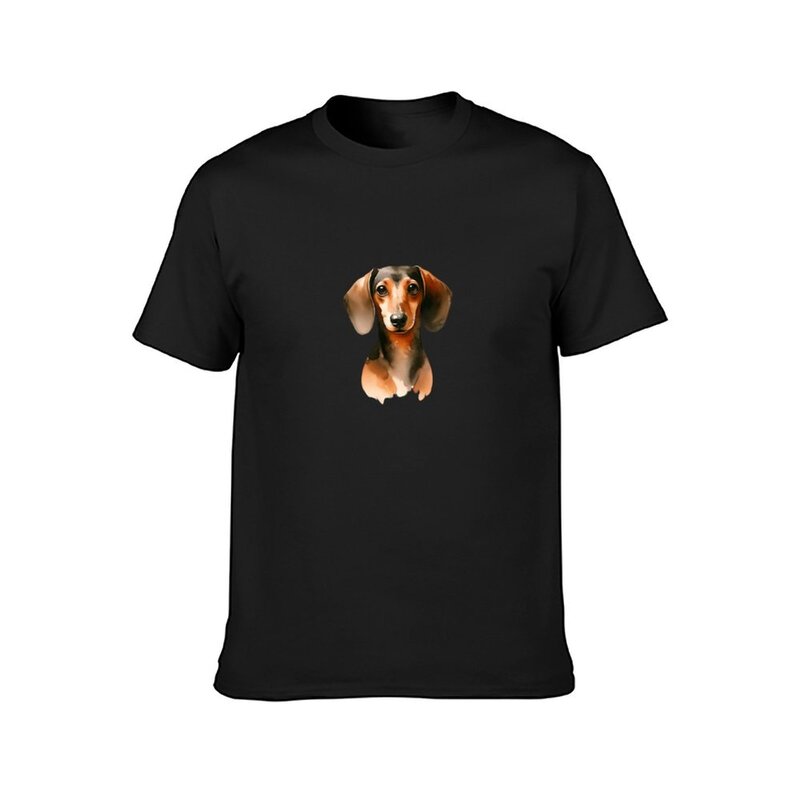 Aquarell Porträt eines Dackels T-Shirt niedlichen Kleidung Zoll entwerfen Sie Ihre eigenen T-Shirts für Männer Baumwolle