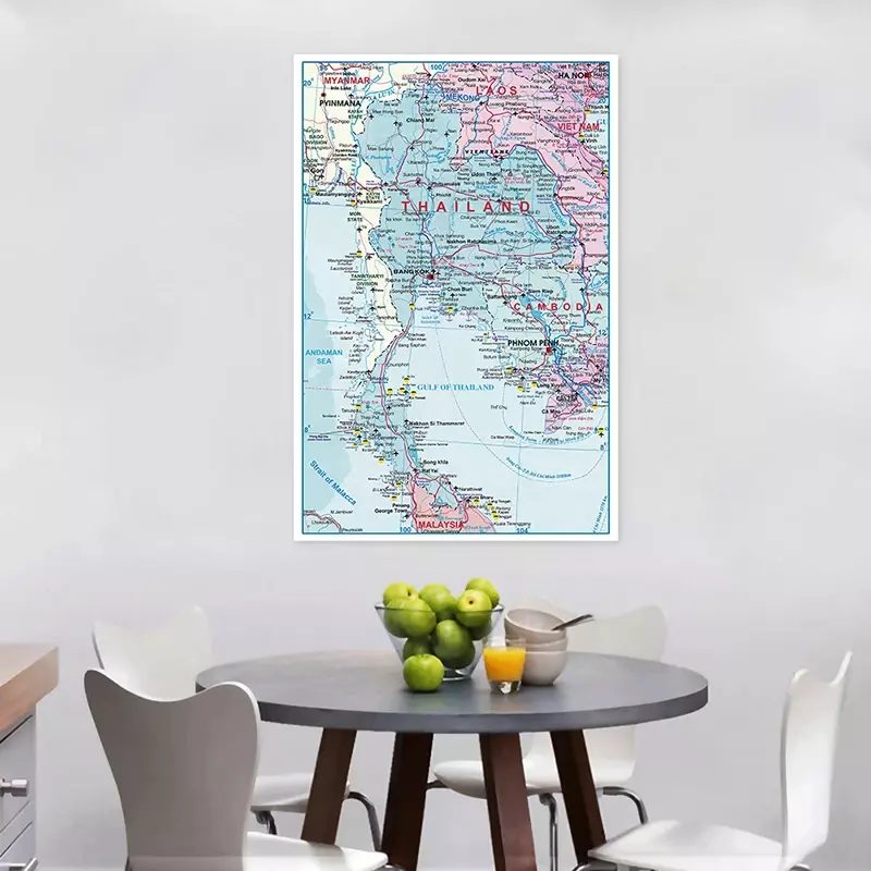 100*150cm el mapa técnico de Tailandia sin marco póster lienzo no tejido pintura sala de estar decoración del hogar suministros escolares