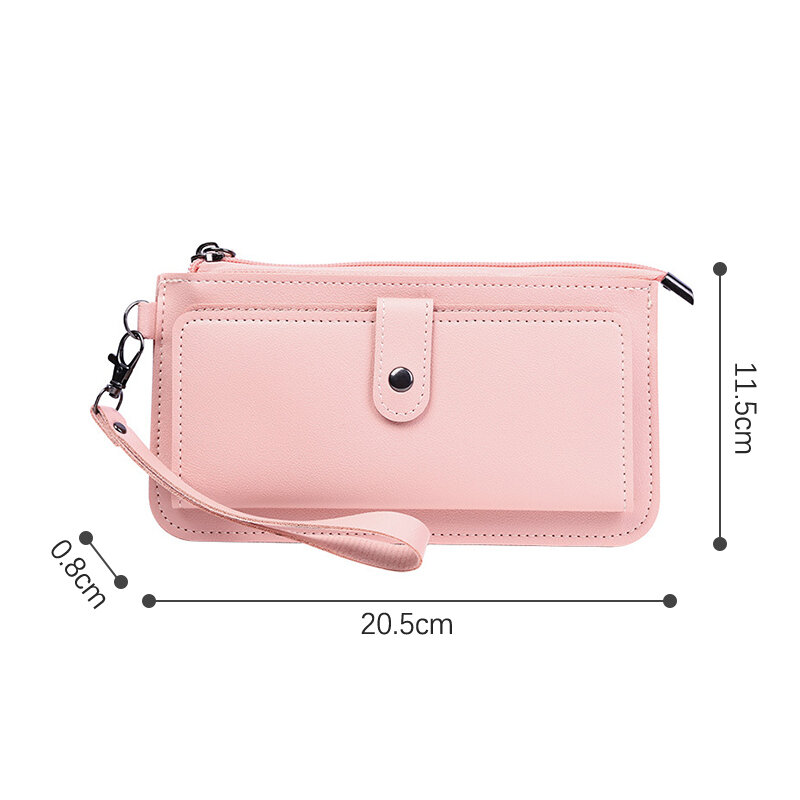 Fashion PU Leather Long Wallets Women Handheld Wallet Multifunctional Multi-card Position Clutch Buckle Zipper Student Wallet