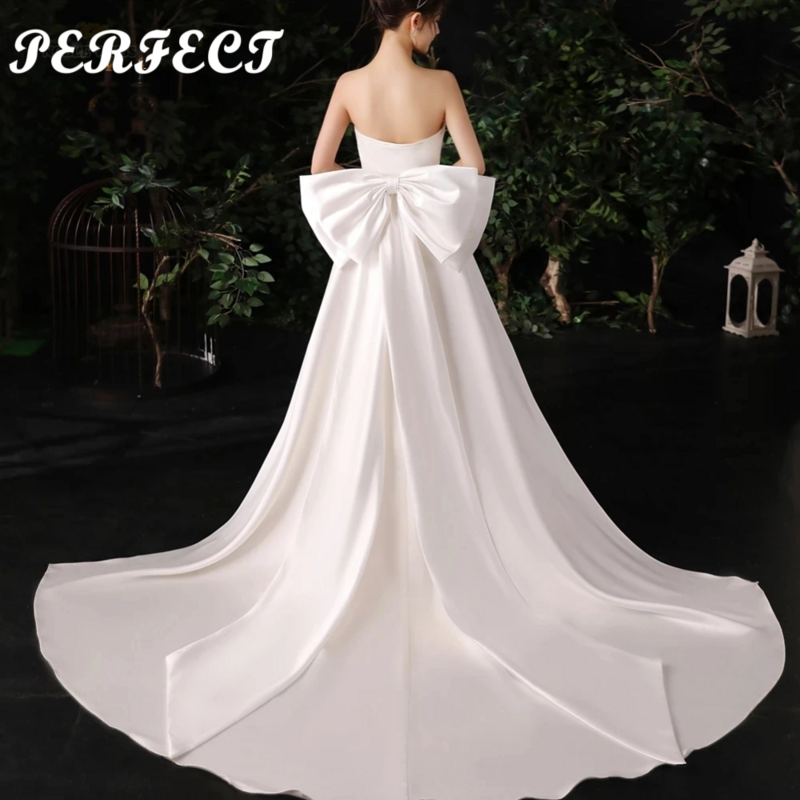 Gaun pengantin perempuan terpisah sempurna pita Satin besar simpul dapat dilepas aksesori pernikahan gaun pengantin dapat dilepas