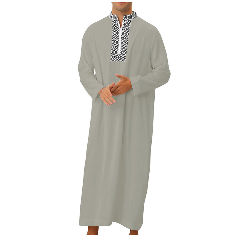 Мужское повседневное платье, Универсальный стандартный пуловер на молнии, повседневная одежда для дома и улицы, удобный прямой мусульманский Халат