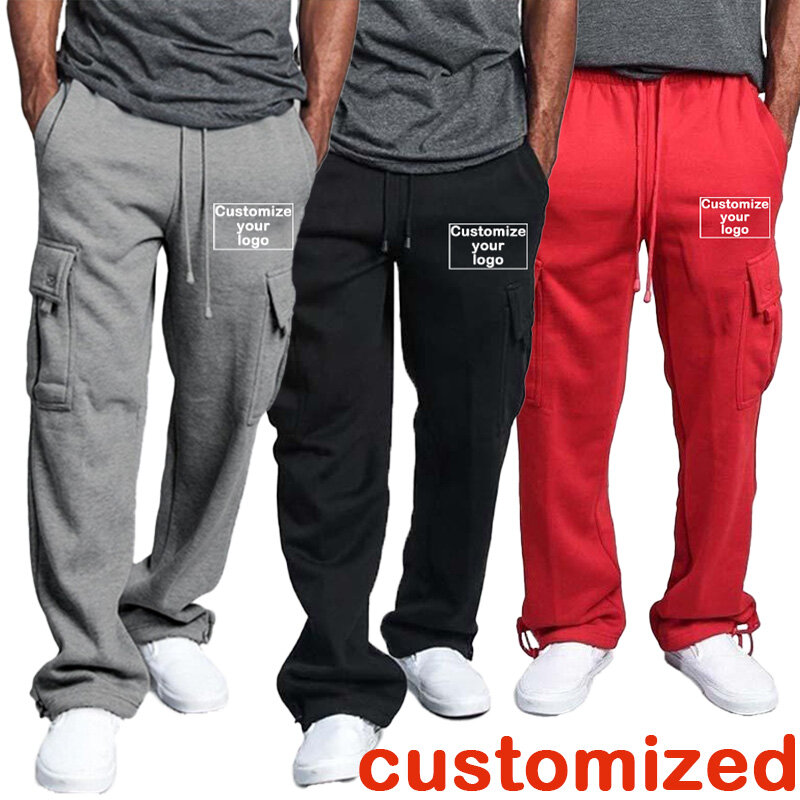 Pantalon de sport multi-poches pour homme, vêtement de travail, à la mode, jambe droite, personnalisable avec votre logo