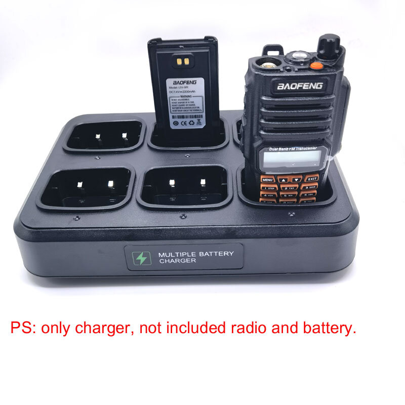 BAOFENG-Carregador Rápido Multi para Walkie Talkie, Rádio 6-Way, UV-9R Plus, UV9R Pro, UV-XR BF-9700, Carregamento de Bateria 2-Way