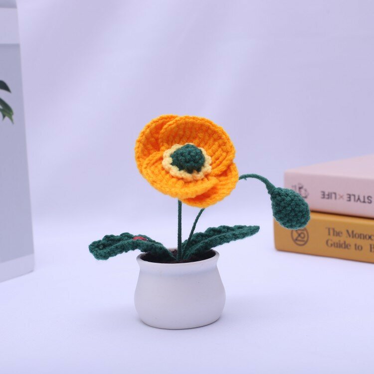 YuMeiRen-Fleur en Laine Crochetée à la Main, Simulation de Voiture en Pot, Décoration de Maison, Bricolage