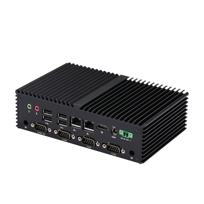 QOTOM-Mini PC Celeron J6412, procesador de cuatro núcleos, Lan Dual, Sin ventilador, PC Industrial, Q790X