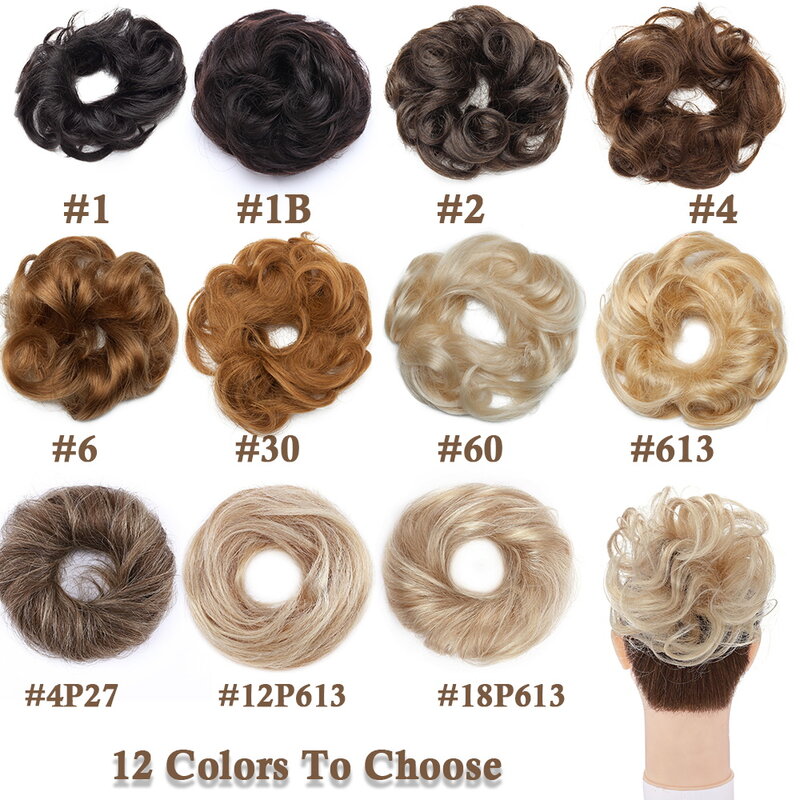 RichChoices Human Hair Messy Buns Hair Piece Real Hair Extension Wavy Curly Hair Scrunchies Tousled Updo Chignon for Women Girls