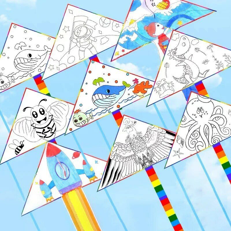 Blanco Kite Diy Kinderen Onderwijs Schilderen Vlieger Kinderen Vlieger Vliegen Buiten Speelgoed Grasland Activiteiten Speelgoed Willekeurige Kleur Show Vlieger