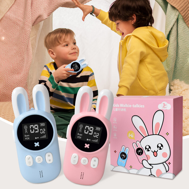 Crianças Walkie Talkie 2PCS Mini Brinquedos para Crianças Handheld Transceiver 3KM Faixa de Rádio UHF Correia Interphone Talkie Walkie Kids Gift