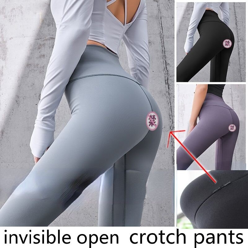 Cerniera invisibile con apertura sul cavallo Leggings attillati pantaloni da Yoga Plus Size pantaloni da esterno per coppie a vita alta