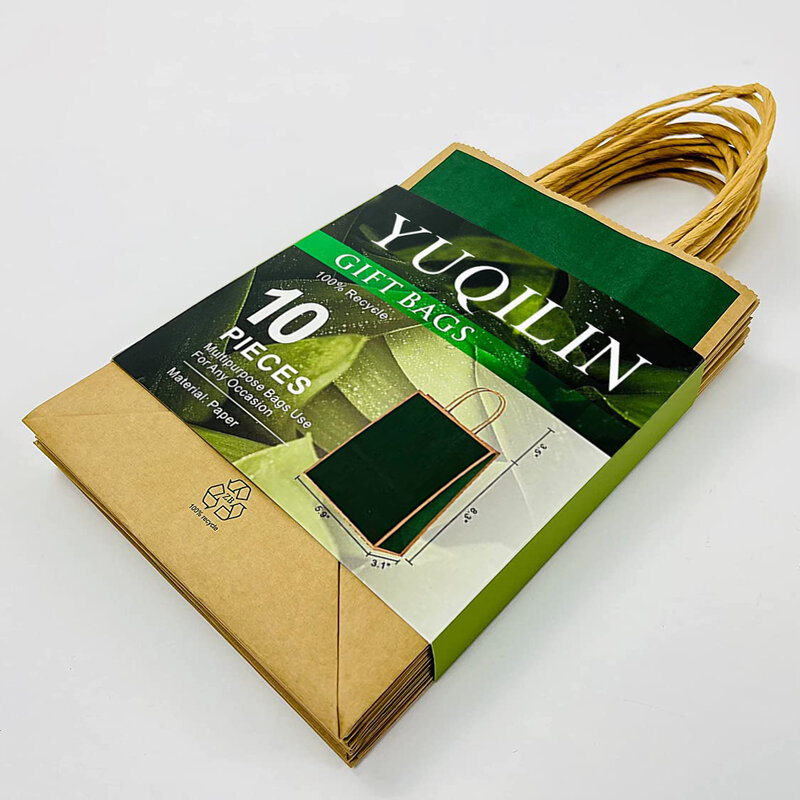 Yuqilin 10 peças sacos de presente, couro com sacos de presente do punho, 5.9 × 3.1 × 8.3 polegadas