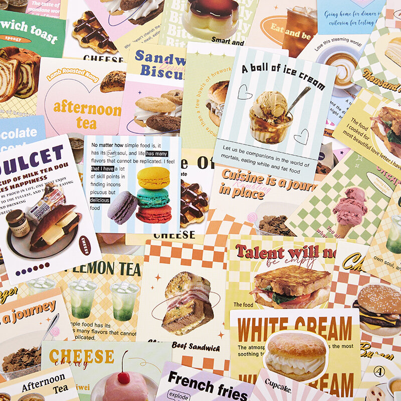 8 Pak/LOT stiker kertas seni pesan retro seri kolektor makanan