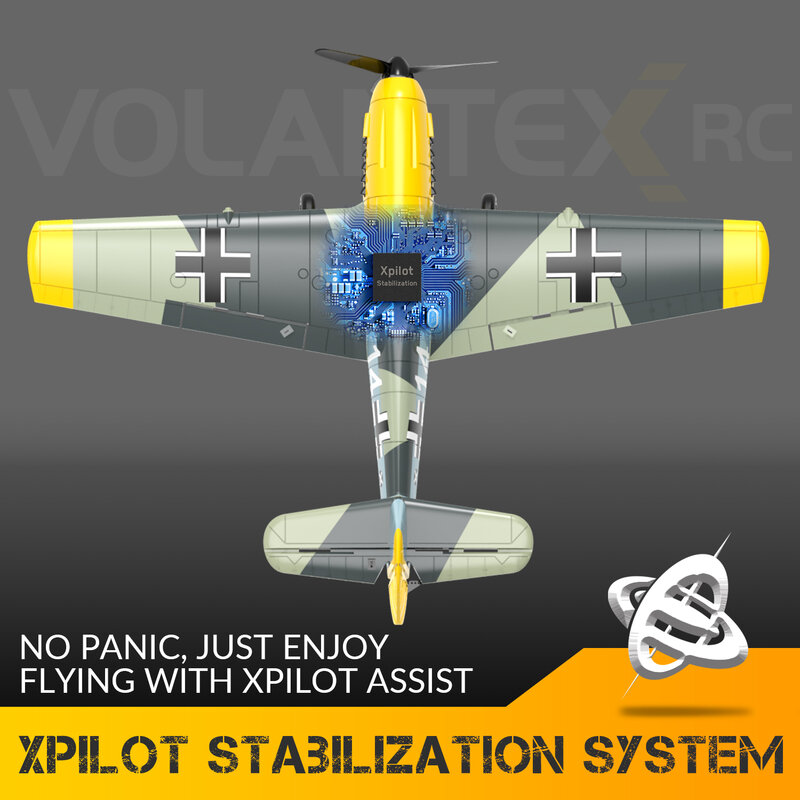 Aviões RC iniciantes RTF com estabilizador Xpilot, acrobático de uma tecla, brinquedos ao ar livre para crianças e crianças, BF 109, 4WD
