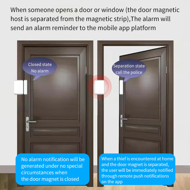 TTLOCK Wireless Magnetic Door Sensor modalità di codifica del rilevamento della finestra per serrature TTLOCK sistema di allarme di sicurezza kit di allarme antifurto domestico