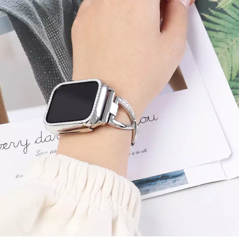 Stainless Steel Watch Strap Fashion Link Band for iWatch Series 5/6/7/8/SE/Ultra 40/41mm 44/45/49mm Women Wrist Watchband
