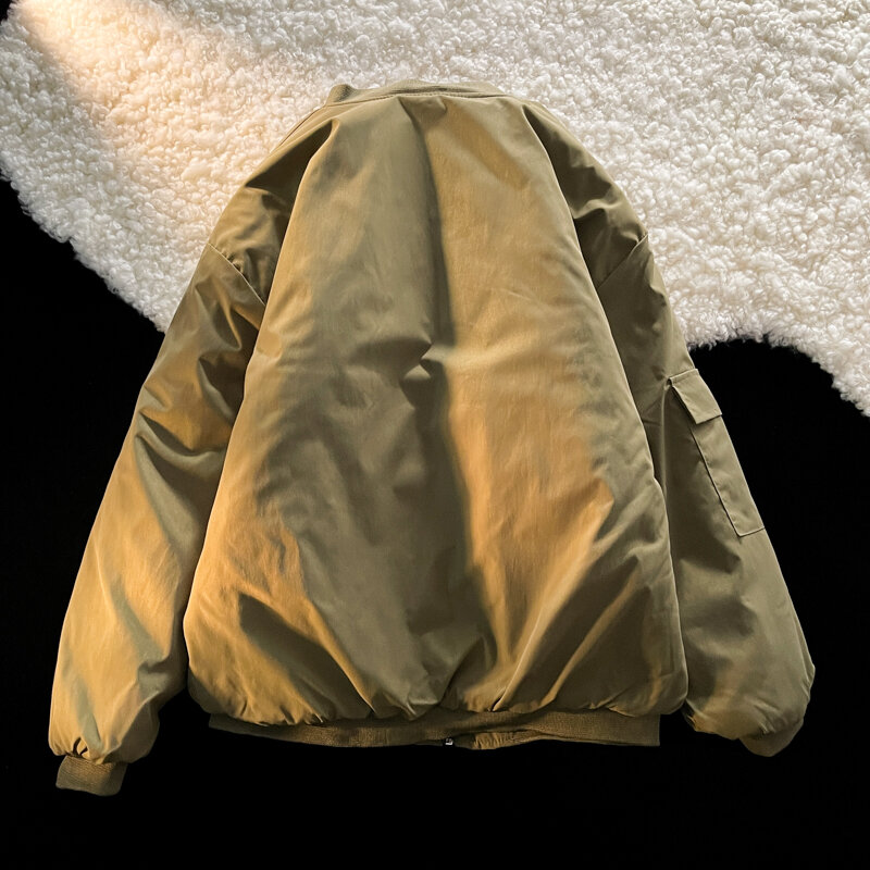 Parka en duvet de coton surdimensionné pour hommes et femmes, coupe-vent chaud, manteau rembourré, vestes pour hommes, parkas pour femmes, Harajuku, E44, hiver, 2023