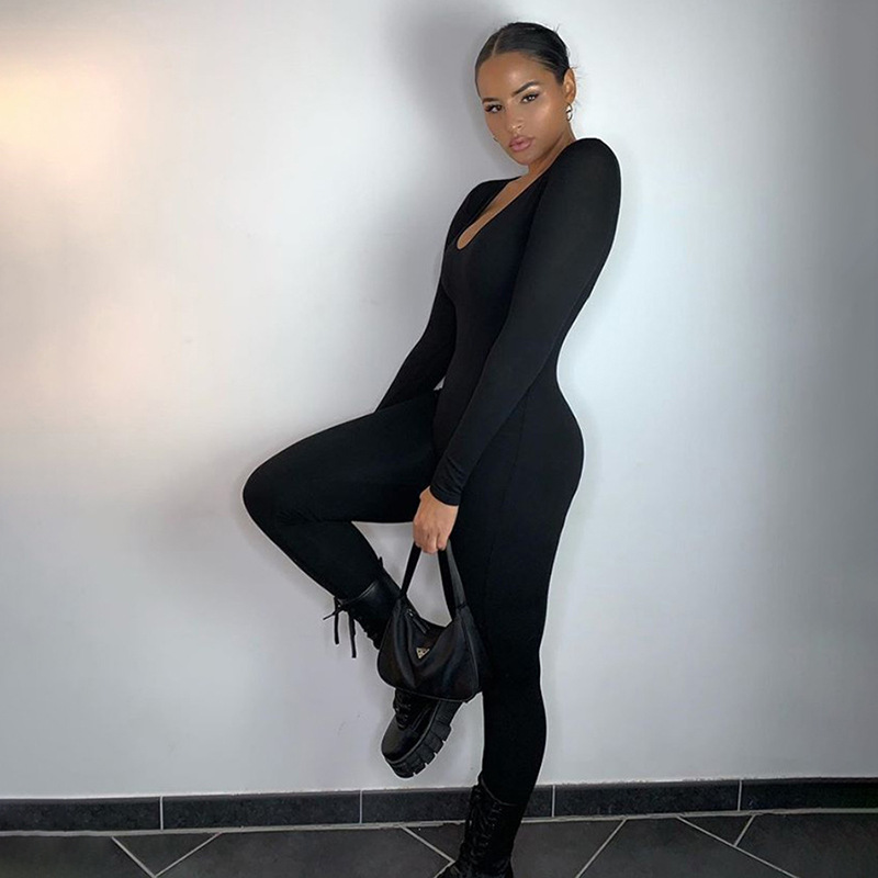 Podstawowe kombinezon typu Bodycon dla kobiet odzież w stylu Casual, czarny brązowy Fitness pajacyki 2023 Y2K Playsuit aktywności Streetwear kombinezony