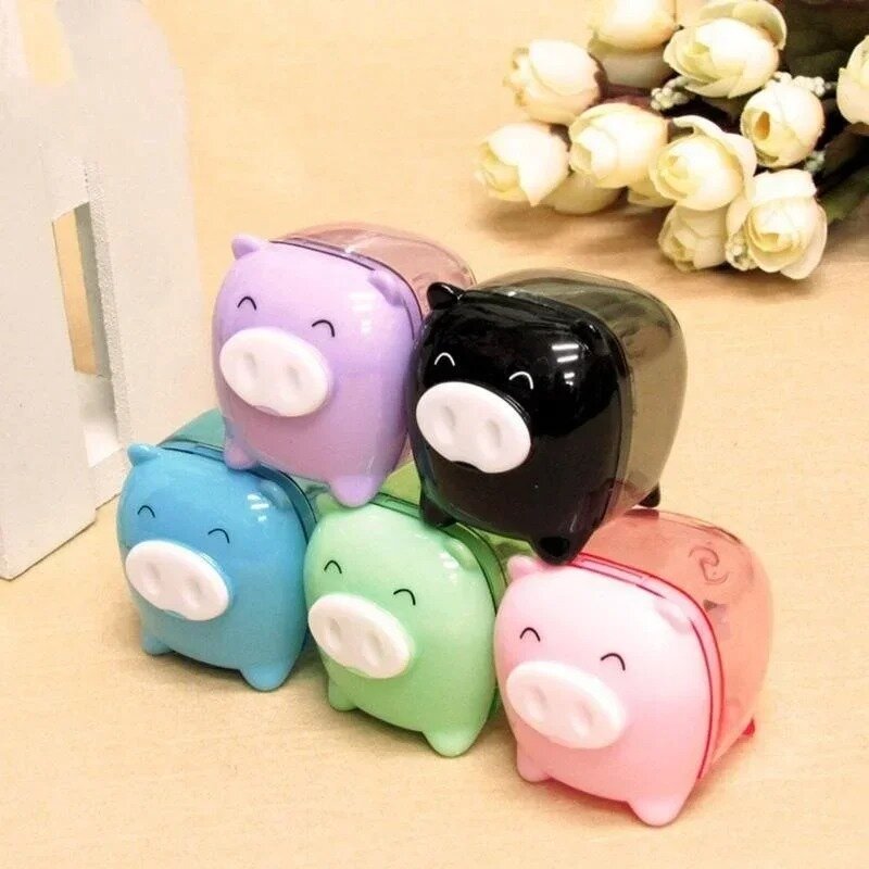 3pcs Kawaii Pig and Animal Shaped Plastic Pencil Sharpeners Multicolor Color Korean School Stationery Kid Learning Supplies