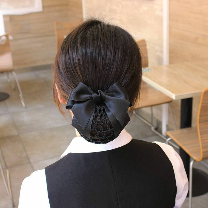 Sweet Headwear Nurse Female For Girls Bowknot Ponytail Clip Korean Bun Snood Hairgrips Cover Net Women Spring Clip