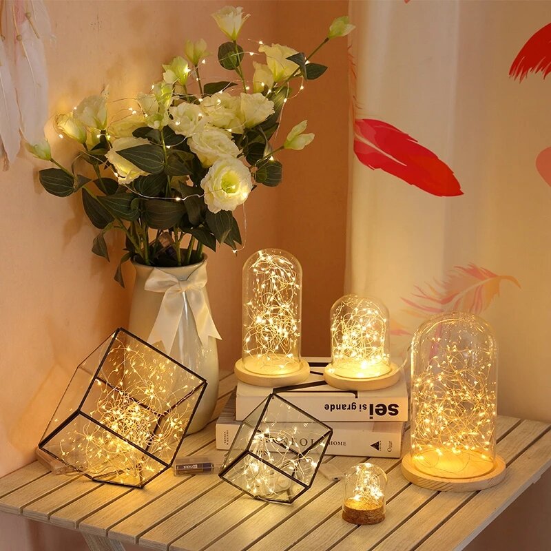 Luces LED de hadas para decoración navideña, lámpara de cadena de alambre de cobre USB para guirnalda de boda, luz de cortina de fiesta, 1M, 3M, 5M, 20M