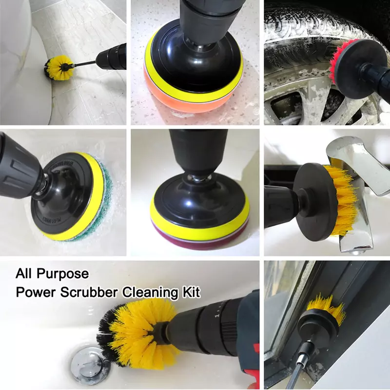 Power Scrubber 4pcs Drill Brush Cleaner Kit for Cleaning Bathroom Bathtub Electric Scrub Drill Brushes Tile Cleaning Tools