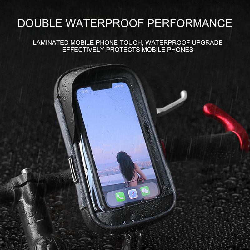 Bike Phone Bag Cellphone Holder Rain Cover Waterproof Bicycle Frame Mobile Mount TPU Sensitive Touchscreen Casing for Phones