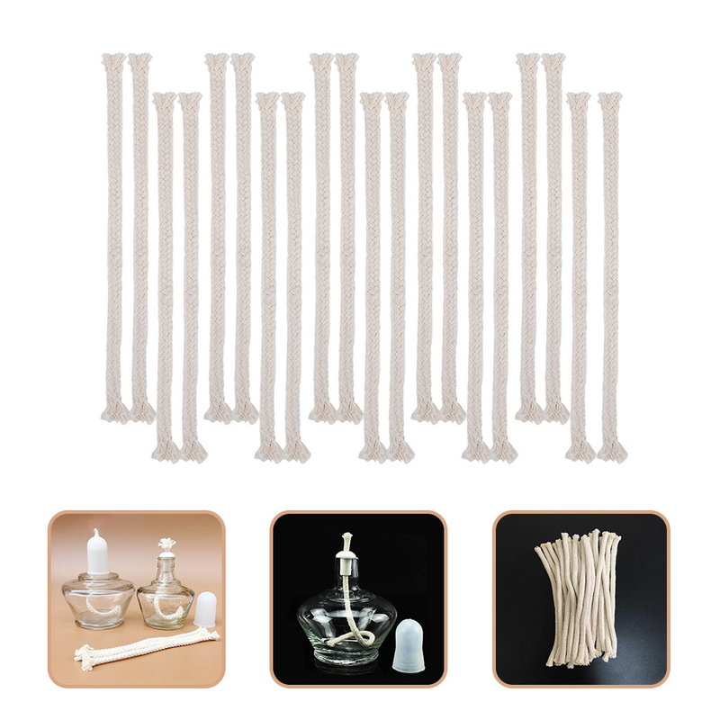 Mèches de lampe Tiki en coton avec trou, pièces d'huile, torche, 20 pièces