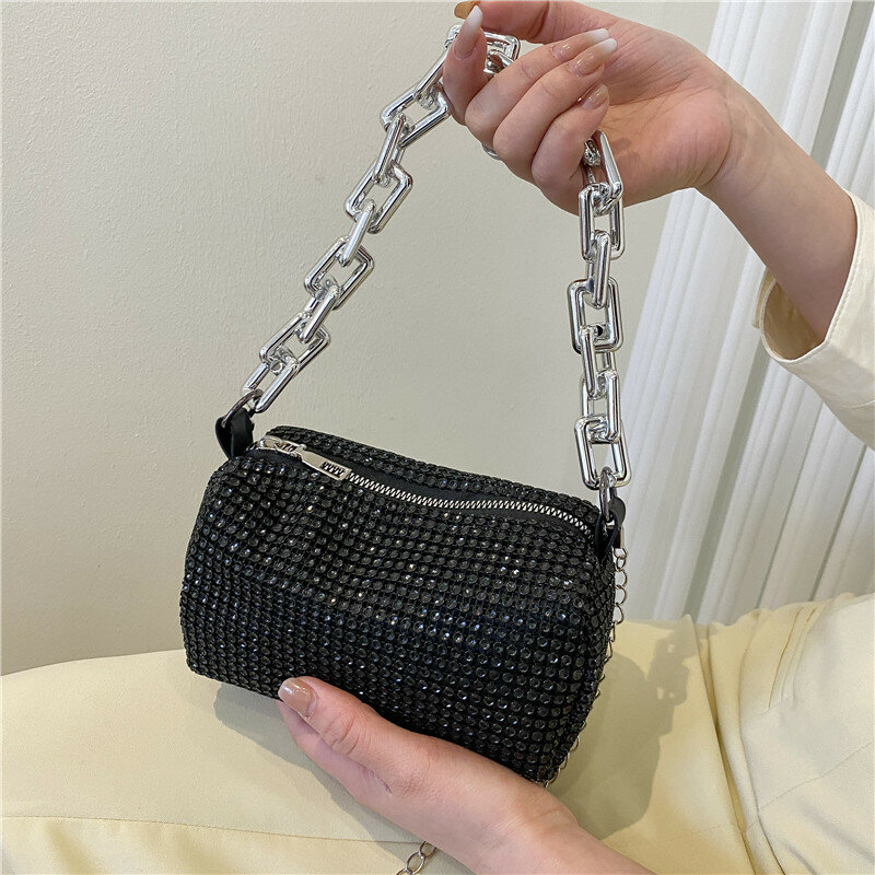 2022 Summer Trend Luxury Fashion Travel Shoulder Handbags Purses Bling Diamond Design Small Crossbody Messenger Bags for Women
